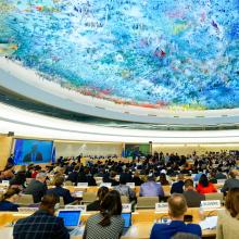 Genève, Suisse, 24 février 2025 : Le Secrétaire général des Nations Unies, António Guterres, s'adresse au débat de haut niveau de la 58ème session du conseil des droits de l'homme aux Nations Unies à Genève. © Joan Sutter, licensed under Shutterstock.