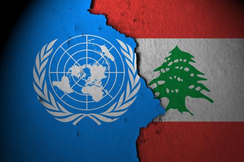 UN and Lebanon flags