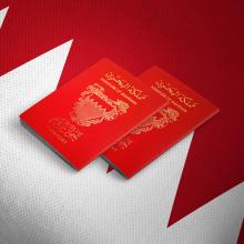 Bahrain passports on the top of  national flag,biometric Bahraini passports. Licensed under Shutterstock.