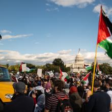 Washington DC, USA - October 21, 2023: Pro-Palestine protests.