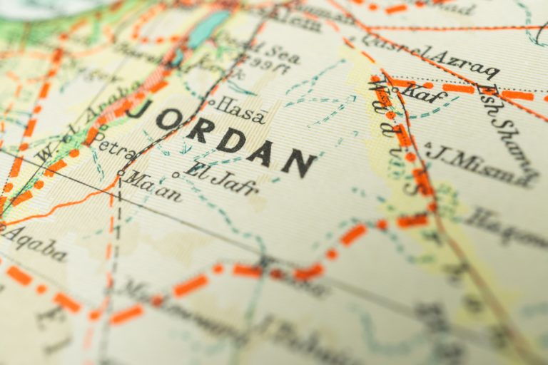 Jordan on the map of the world.