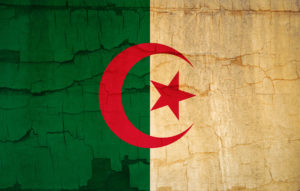 Flag of Algeria, grunge and scratched film dark effect