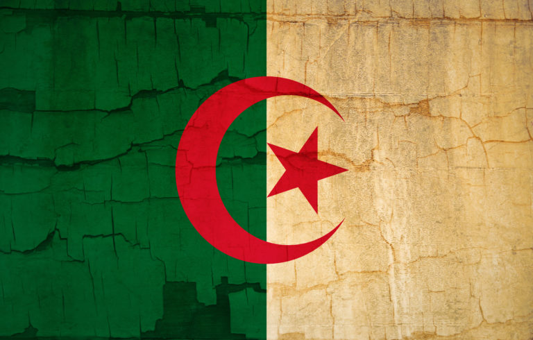Flag of Algeria, grunge and scratched film dark effect